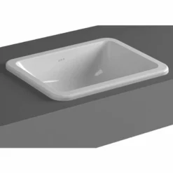 Vitra S20 55cm Countertop Basin Square, 0 Tap Hole - Basin Only
