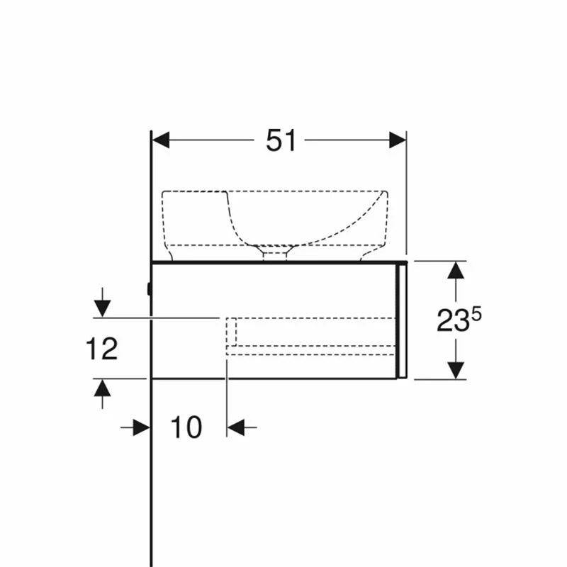 Geberit Variform 750mm Cabinet For Lay-On Washbasin 1 Drawer Shelf Surface & Trap - Lava - 501.160.00.1 4 Geberit Variform 750mm Cabinet For Lay-On Washbasin 1 Drawer Shelf Surface & Trap - Lava - 501.160.00.1 - Image 4