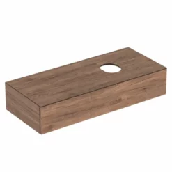Geberit Variform 1200mm Cabinet For Lay-On Washbasin 2 Drawers Shelf Surface & Trap - Dark Hickory - 501.174.00.1