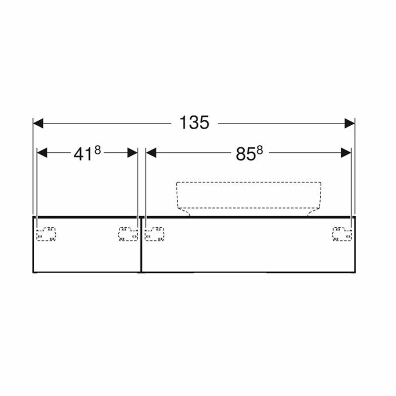Geberit Variform 1350mm Cabinet For Lay-On Washbasin 2 Drawers Shelf Surface & Trap - White - 501.177.00.1 3 Geberit Variform 1350mm Cabinet For Lay-On Washbasin 2 Drawers Shelf Surface & Trap - White - 501.177.00.1 - Image 3