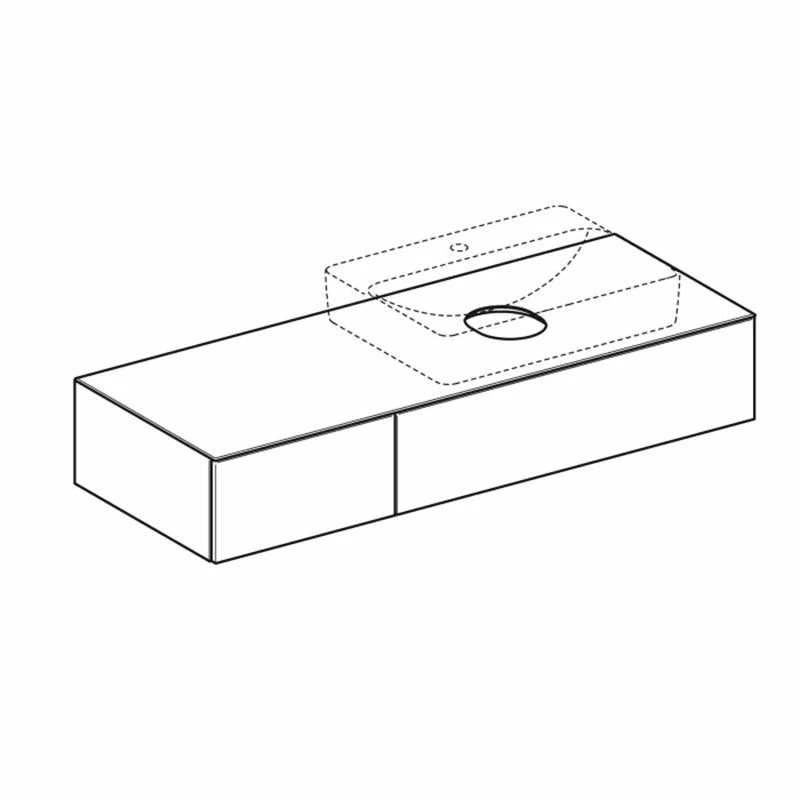 Geberit Variform 1350mm Cabinet For Lay-On Washbasin 2 Drawers Shelf Surface & Trap - White - 501.177.00.1 2 Geberit Variform 1350mm Cabinet For Lay-On Washbasin 2 Drawers Shelf Surface & Trap - White - 501.177.00.1 - Image 2