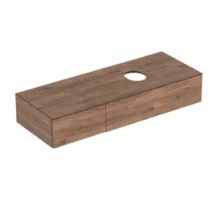 Geberit Variform 1350mm Cabinet For Lay-On Washbasin 2 Drawers Shelf Surface & Trap - Dark Hickory - 501.180.00.1