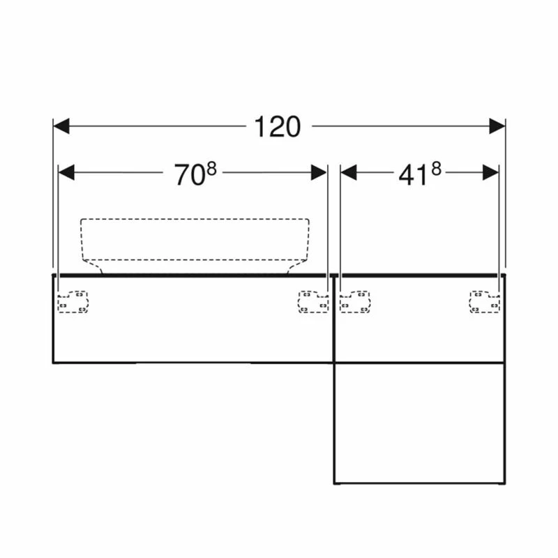 Geberit Variform 1200mm Cabinet For Lay-On Washbasin 3 Drawers Shelf Surface & Trap - White - 501.183.00.1 3 Geberit Variform 1200mm Cabinet For Lay-On Washbasin 3 Drawers Shelf Surface & Trap - White - 501.183.00.1 - Image 3