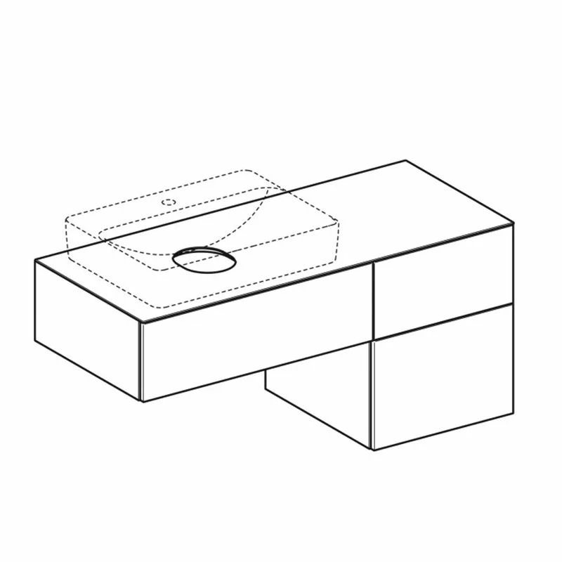 Geberit Variform 1200mm Cabinet For Lay-On Washbasin 3 Drawers Shelf Surface & Trap - White - 501.183.00.1 2 Geberit Variform 1200mm Cabinet For Lay-On Washbasin 3 Drawers Shelf Surface & Trap - White - 501.183.00.1 - Image 2