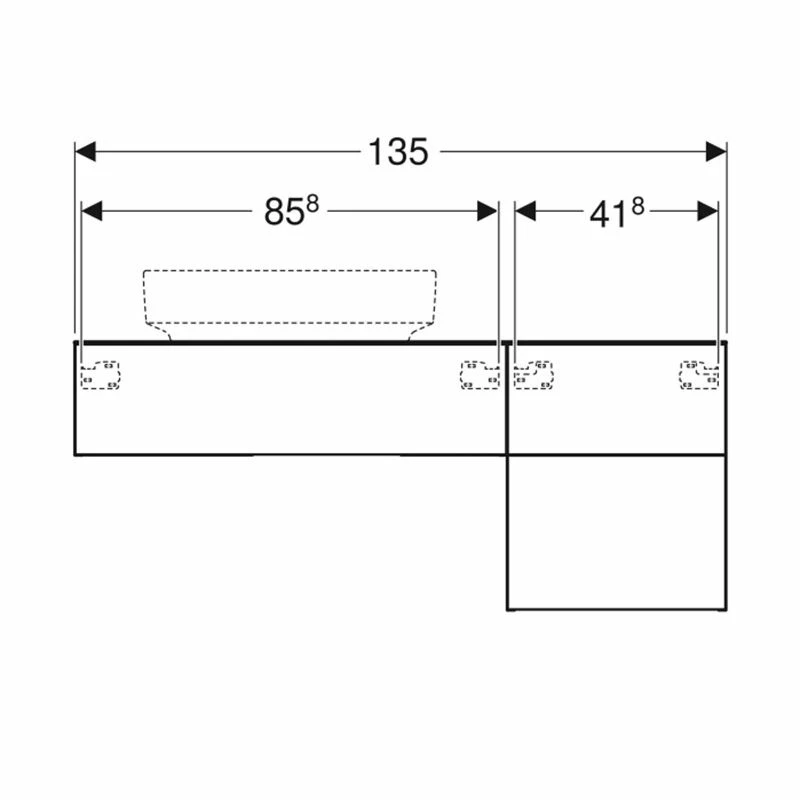 Geberit Variform 1350mm Cabinet For Lay-On Washbasin 3 Drawers Shelf Surface & Trap - White - 501.189.00.1 3 Geberit Variform 1350mm Cabinet For Lay-On Washbasin 3 Drawers Shelf Surface & Trap - White - 501.189.00.1 - Image 3