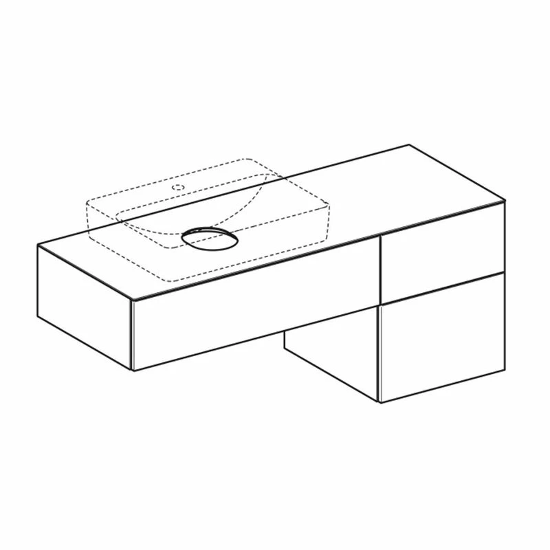 Geberit Variform 1350mm Cabinet For Lay-On Washbasin 3 Drawers Shelf Surface & Trap - Lava - 501.190.00.1 2 Geberit Variform 1350mm Cabinet For Lay-On Washbasin 3 Drawers Shelf Surface & Trap - Lava - 501.190.00.1 - Image 2