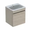 Geberit Renova Plan 550mm Slim Rim Vanity Basin & Basin Unit - Light Hickory - 501.914.00.1
