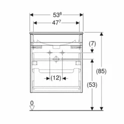 Geberit Renova Plan 550mm Slim Rim Vanity Basin & Basin Unit - White - 501.914.01.1 -IDEAL STANDARD Shop 5 0 501.914.01.1 dimensions1