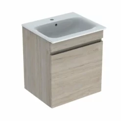 Geberit Renova Plan 600mm Slim Rim Vanity Basin & Basin Unit - Light Hickory - 501.915.00.1