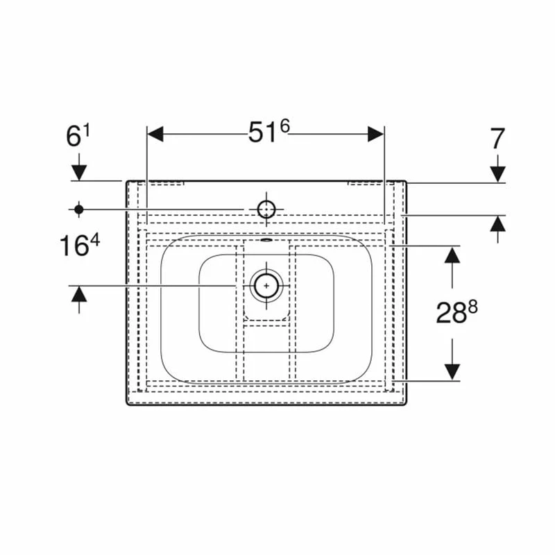 Geberit Renova Plan 600mm Slim Rim Vanity Basin & Basin Unit - Hickory - 501.915.JR.1 2 Geberit Renova Plan 600mm Slim Rim Vanity Basin & Basin Unit - Hickory - 501.915.JR.1 - Image 2