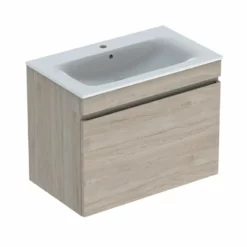 Geberit Renova Plan 800mm Slim Rim Vanity Basin & Basin Unit - Light Hickory - 501.916.00.1