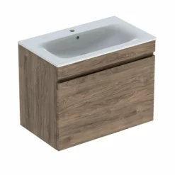 Geberit Renova Plan 800mm Slim Rim Vanity Basin & Basin Unit - Hickory - 501.916.JR.1