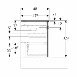 Geberit Renova Plan 800mm Slim Rim Vanity Basin & Basin Unit - Hickory - 501.916.JR.1 -IDEAL STANDARD Shop 5 0 501.916.jr .1 dimensions2