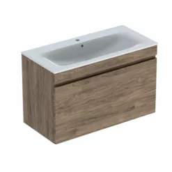 Geberit Renova Plan 1000mm Slim Rim Vanity Basin & Basin Unit - Hickory - 501.917.JR.1