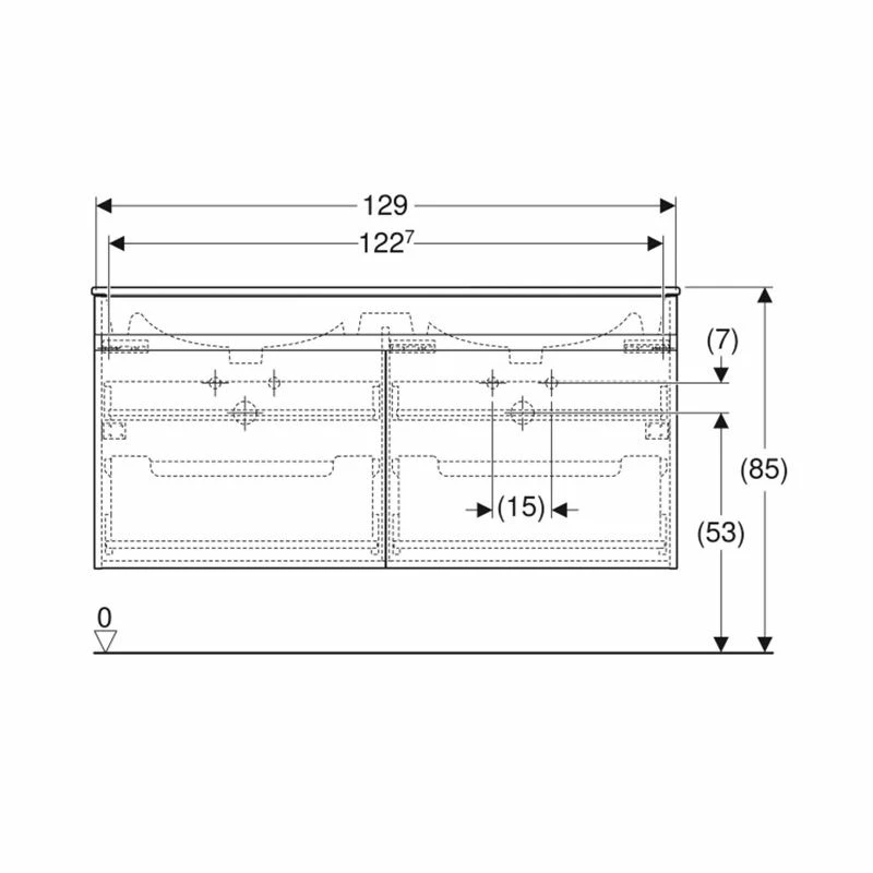 Geberit Renova Plan 1300mm Double Slim Rim Vanity Basin & Basin Unit - Light Hickory - 501.918.00.1 3 Geberit Renova Plan 1300mm Double Slim Rim Vanity Basin & Basin Unit - Light Hickory - 501.918.00.1 - Image 3