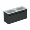 Geberit Renova Plan 1300mm Double Slim Rim Vanity Basin & Basin Unit - Lava - 501.918.JK.1