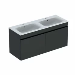 Geberit Renova Plan 1300mm Double Slim Rim Vanity Basin & Basin Unit - Lava - 501.918.JK.1