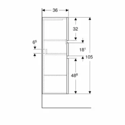 Geberit Renova Plan 105cm Medium Level Bathroom Cabinet - Textured Foil - Light Hickory - 501.922.00.1 7 Geberit Renova Plan 105cm Medium Level Bathroom Cabinet - Textured Foil - Light Hickory - 501.922.00.1 -IDEAL STANDARD Shop 5 0 501.922.00.1 dimensions2