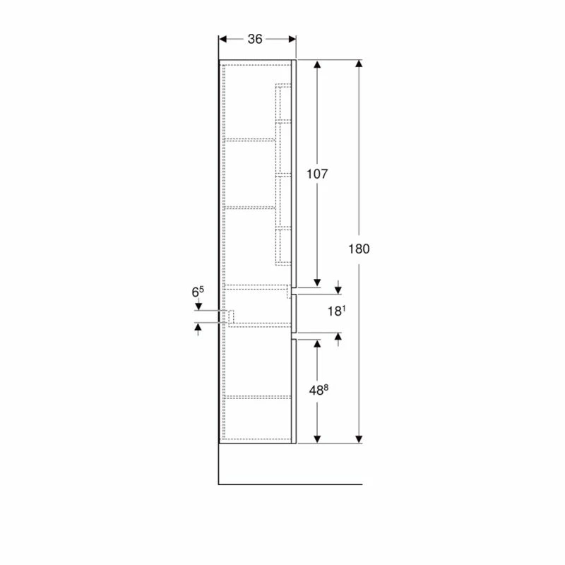 Geberit Renova Plan 180cm Tall Bathroom Cabinet - Matt - Lava - 501.923.JK.1 4 Geberit Renova Plan 180cm Tall Bathroom Cabinet - Matt - Lava - 501.923.JK.1 - Image 4