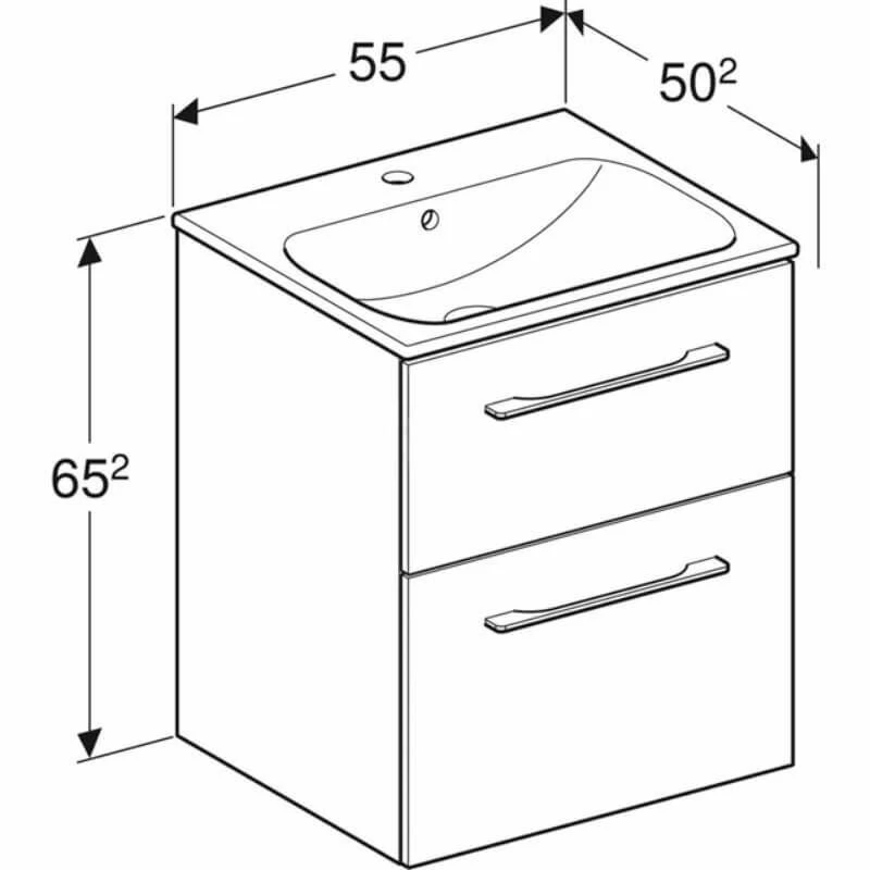 Geberit Selnova Square 550mm Slim Basin & 2 Drawer Vanity Unit - White - 501.232.00.1 2 Geberit Selnova Square 550mm Slim Basin & 2 Drawer Vanity Unit - White - 501.232.00.1 - Image 2