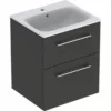 Geberit Selnova Square 550mm Slim Basin & 2 Drawer Vanity Unit - Lava - 501.233.00.1