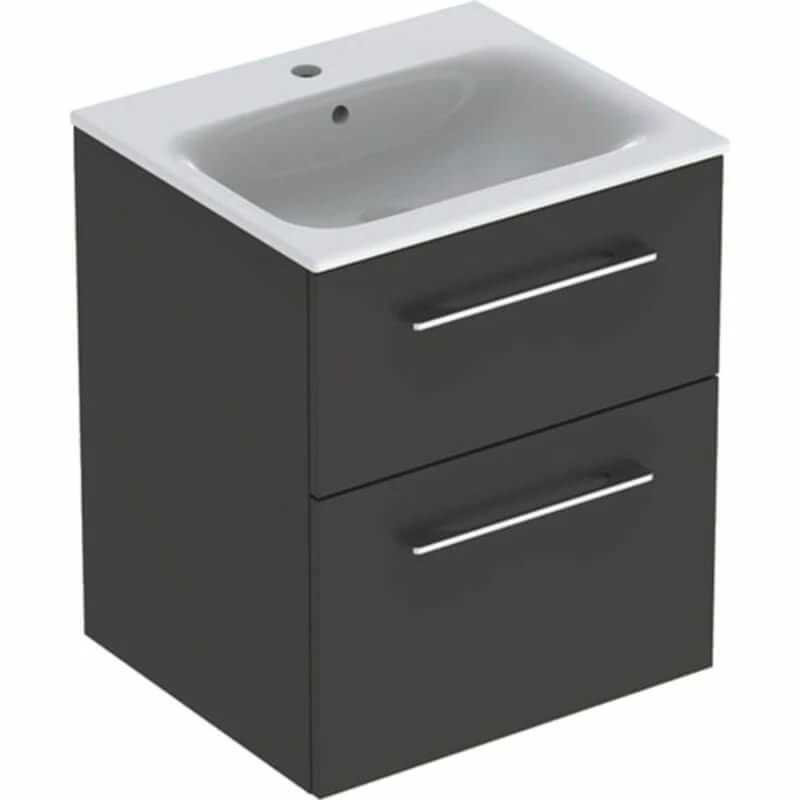 Geberit Selnova Square 550mm Slim Basin & 2 Drawer Vanity Unit - Lava - 501.233.00.1 1 Geberit Selnova Square 550mm Slim Basin & 2 Drawer Vanity Unit - Lava - 501.233.00.1