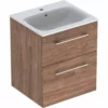 Geberit Selnova Square 550mm Slim Basin & 2 Drawer Vanity Unit - Dark Hickory - 501.234.00.1