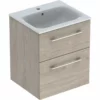 Geberit Selnova Square 550mm Slim Basin & 2 Drawer Vanity Unit - Light Hickory - 501.235.00.1