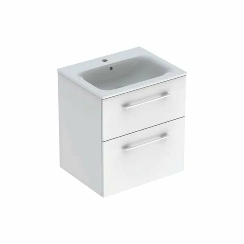 Geberit Selnova Square 600mm Slim Basin & 2 Drawer Vanity Unit - White - 501.236.00.1 1 Geberit Selnova Square 600mm Slim Basin & 2 Drawer Vanity Unit - White - 501.236.00.1