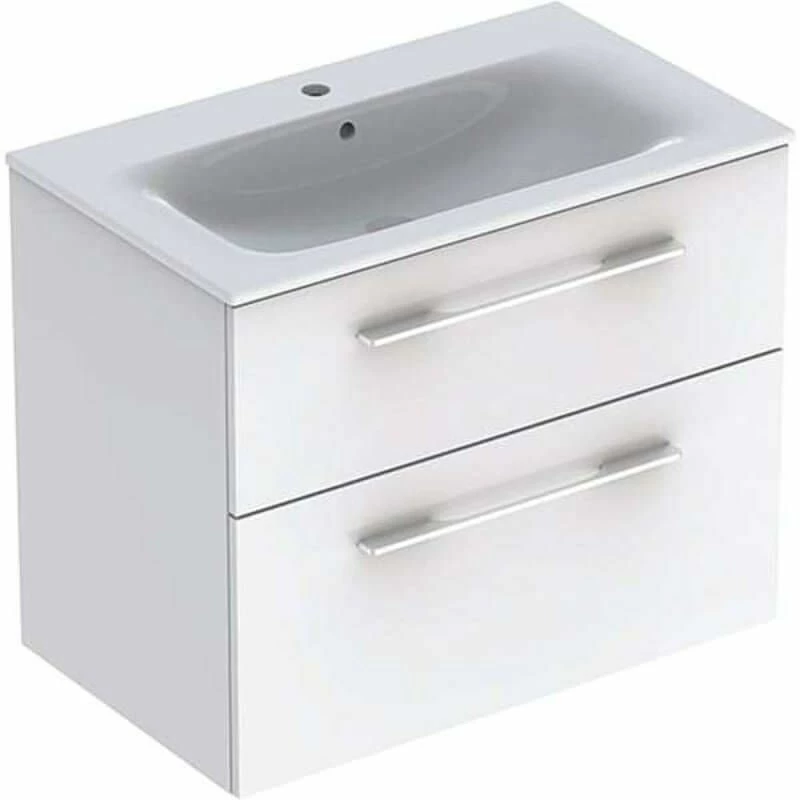 Geberit Selnova Square 800mm Slim Basin & 2 Drawer Vanity Unit - White - 501.240.00.1 1 Geberit Selnova Square 800mm Slim Basin & 2 Drawer Vanity Unit - White - 501.240.00.1