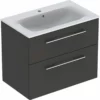 Geberit Selnova Square 800mm Slim Basin & 2 Drawer Vanity Unit - Lava - 501.241.00.1