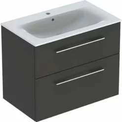 Geberit Selnova Square 800mm Slim Basin & 2 Drawer Vanity Unit - Lava - 501.241.00.1