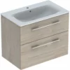 Geberit Selnova Square 800mm Slim Basin & 2 Drawer Vanity Unit - Light Hickory - 501.243.00.1