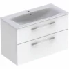 Geberit Selnova Square Slim Basin & 2 Drawer Vanity Unit 1000mm - White - 501.244.00.1