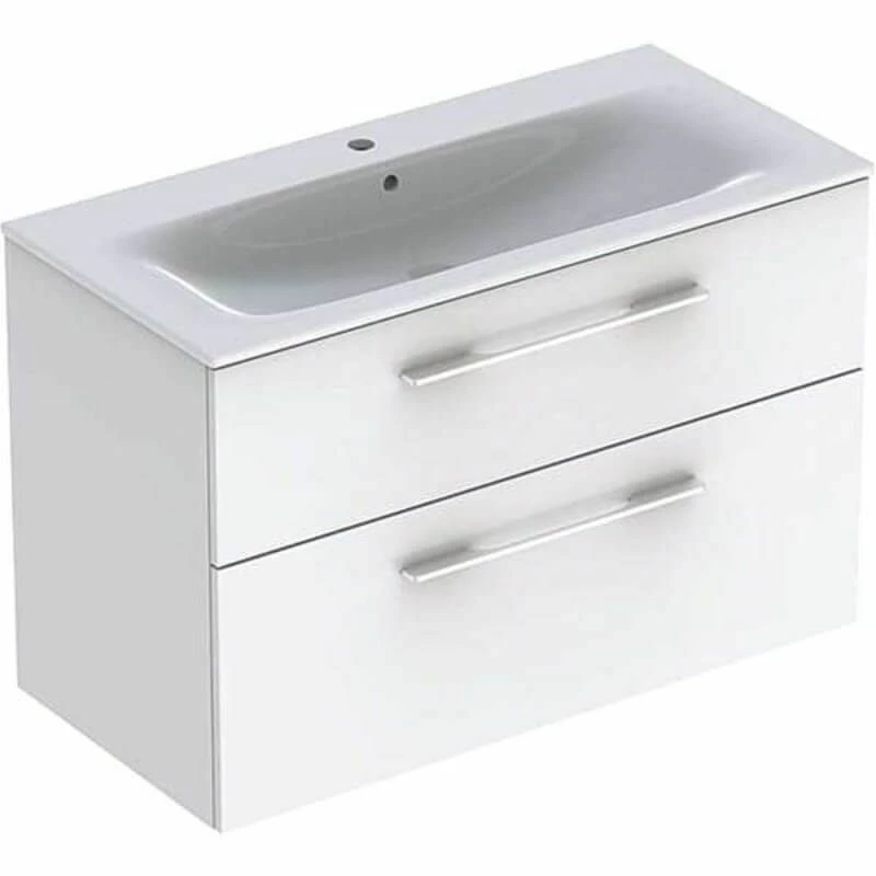 Geberit Selnova Square Slim Basin & 2 Drawer Vanity Unit 1000mm - White - 501.244.00.1 1 Geberit Selnova Square Slim Basin & 2 Drawer Vanity Unit 1000mm - White - 501.244.00.1