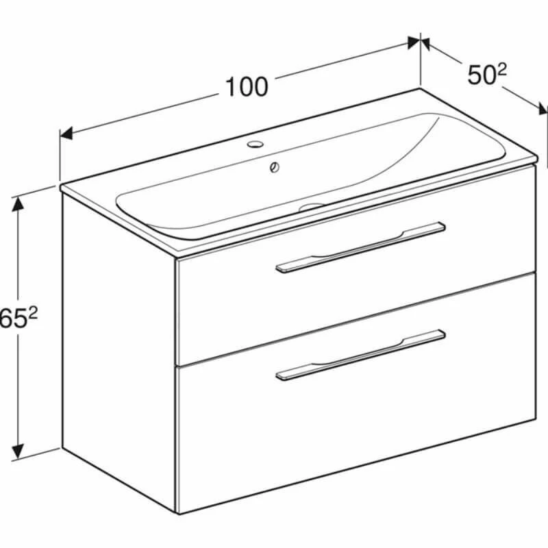 Geberit Selnova Square Slim Basin & 2 Drawer Vanity Unit 1000mm - Dark Hickory - 501.246.00.1 2 Geberit Selnova Square Slim Basin & 2 Drawer Vanity Unit 1000mm - Dark Hickory - 501.246.00.1 - Image 2