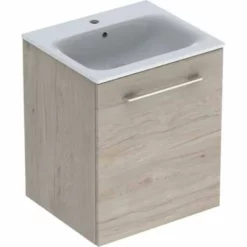 Geberit Selnova Square 550mm Slim Basin & 1 Door Vanity Unit - Light Hickory - 501.251.00.1