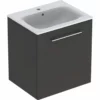 Geberit Selnova Square 600mm Slim Basin & 1 Door Vanity Unit - Lava - 501.253.00.1
