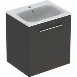 Geberit Selnova Square 600mm Slim Basin & 1 Door Vanity Unit - Lava - 501.253.00.1