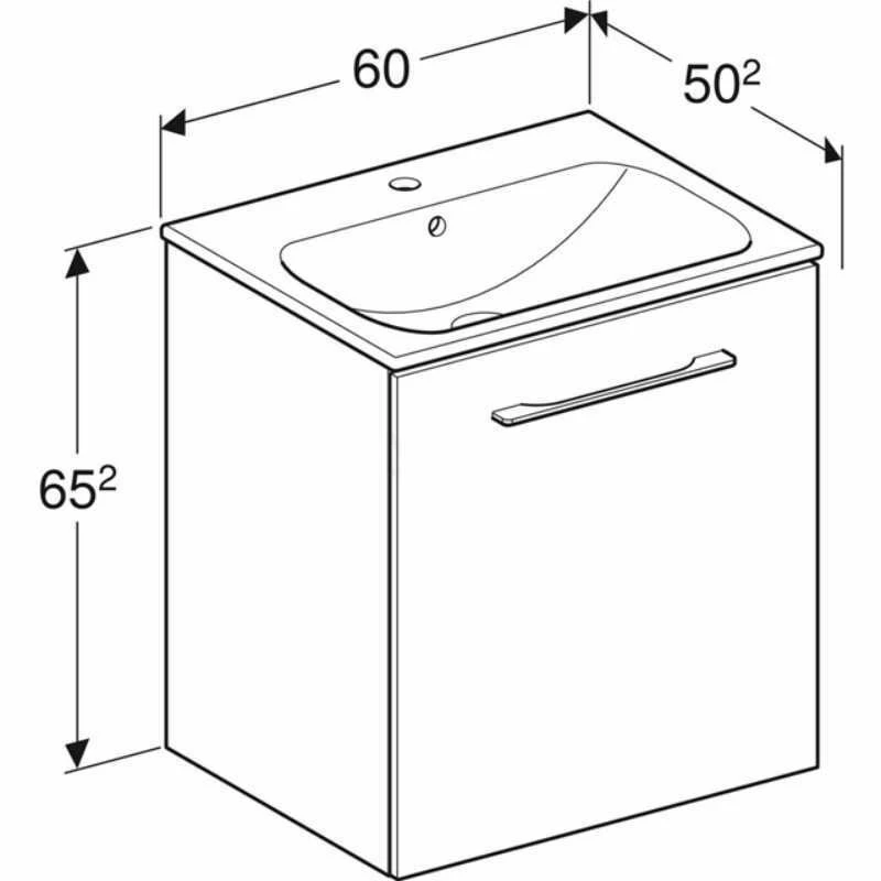 Geberit Selnova Square 600mm Slim Basin & 1 Door Vanity Unit - Dark Hickory - 501.254.00.1 2 Geberit Selnova Square 600mm Slim Basin & 1 Door Vanity Unit - Dark Hickory - 501.254.00.1 - Image 2