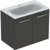 Geberit Selnova Square 800mm Slim Basin & 2 Door Vanity Unit - Lava - 501.257.00.1