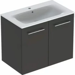 Geberit Selnova Square 800mm Slim Basin & 2 Door Vanity Unit - Lava - 501.257.00.1