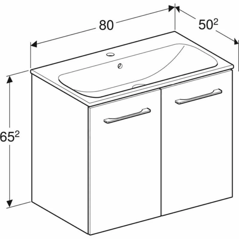 Geberit Selnova Square 800mm Slim Basin & 2 Door Vanity Unit - Dark Hickory - 501.258.00.1 2 Geberit Selnova Square 800mm Slim Basin & 2 Door Vanity Unit - Dark Hickory - 501.258.00.1 - Image 2