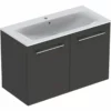 Geberit Selnova Square Slim Basin & 2 Door Vanity Unit 1000mm - Lava - 501.261.00.1