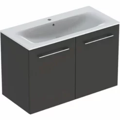 Geberit Selnova Square Slim Basin & 2 Door Vanity Unit 1000mm - Lava - 501.261.00.1