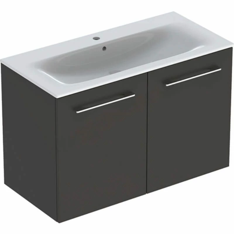 Geberit Selnova Square Slim Basin & 2 Door Vanity Unit 1000mm - Lava - 501.261.00.1 1 Geberit Selnova Square Slim Basin & 2 Door Vanity Unit 1000mm - Lava - 501.261.00.1