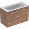 Geberit Selnova Square Slim Basin & 2 Door Vanity Unit 1000mm - Dark Hickory - 501.262.00.1
