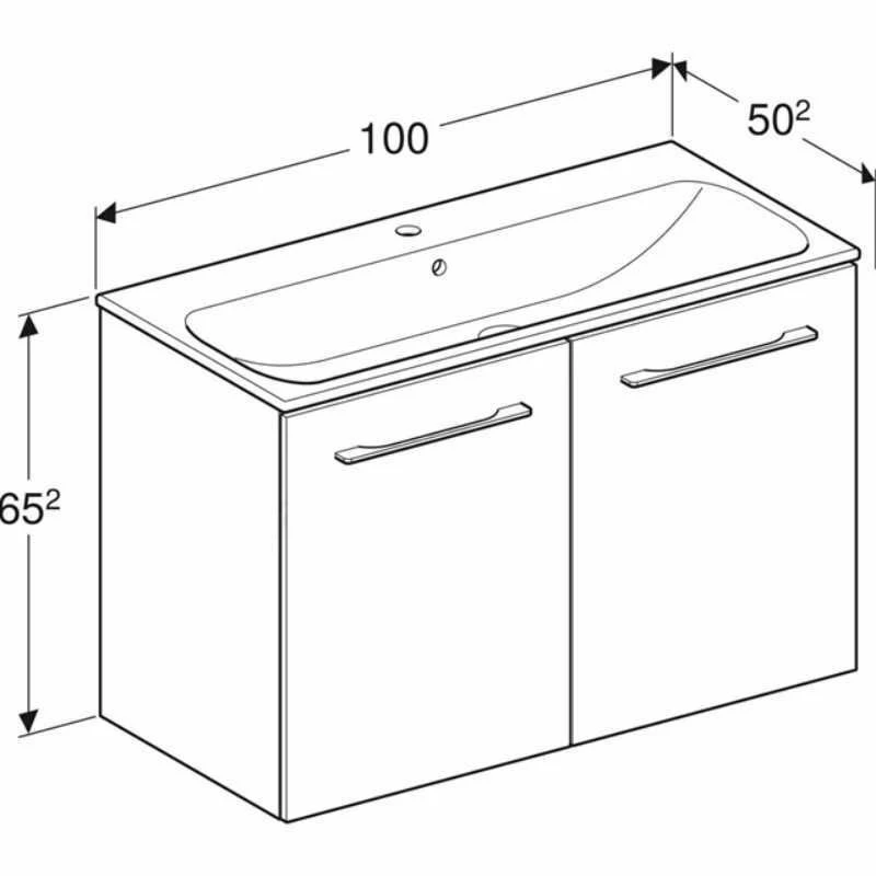 Geberit Selnova Square Slim Basin & 2 Door Vanity Unit 1000mm - Dark Hickory - 501.262.00.1 2 Geberit Selnova Square Slim Basin & 2 Door Vanity Unit 1000mm - Dark Hickory - 501.262.00.1 - Image 2