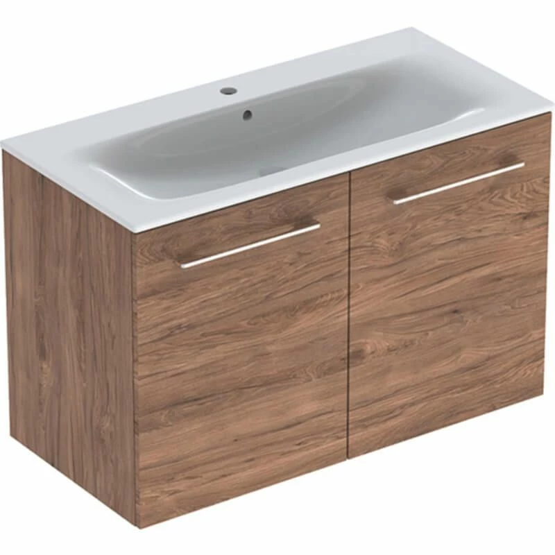 Geberit Selnova Square Slim Basin & 2 Door Vanity Unit 1000mm - Dark Hickory - 501.262.00.1 1 Geberit Selnova Square Slim Basin & 2 Door Vanity Unit 1000mm - Dark Hickory - 501.262.00.1