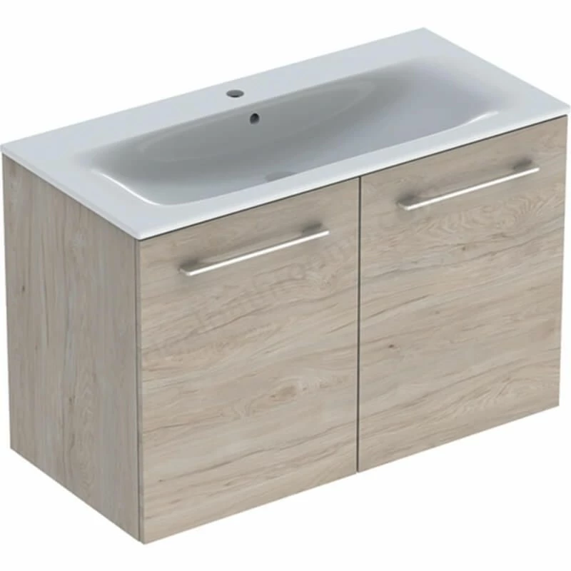Geberit Selnova Square Slim Basin & 2 Door Vanity Unit 1000mm - Light Hickory - 501.263.00.1 2 Geberit Selnova Square Slim Basin & 2 Door Vanity Unit 1000mm - Light Hickory - 501.263.00.1 - Image 2